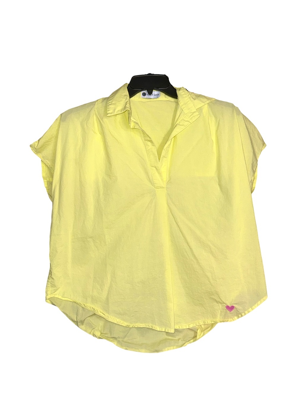 Sunshine Notch-Collar Short-Sleeve Blouse — Yellow